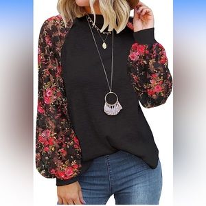 LIIE NEW Women’s Long Sleeve Top Lace Casual Loose Blouse Shirt XXL lace sleeve